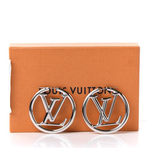 louis vuitton silver hoops|louis vuitton refurbished earrings.